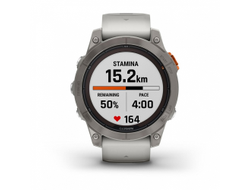Умные часы Garmin Fenix 7 Pro Sapphire Solar титановый серый с серо-оранжевым ремешком 010-02777-20