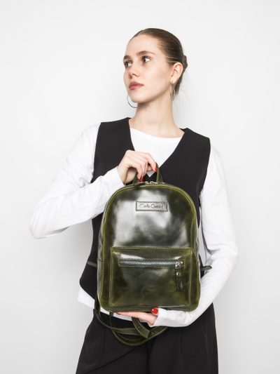 Женский кожаный рюкзак Anzolla dark green (арт. 
3040-11)