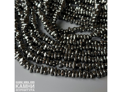 "Гематит" геметин камешки фри-форм 6-9х4,2-4,4 мм, цвет серый, цена за нить 19 см
