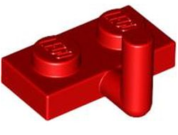 Plate, Modified 1 x 2 with Bar Arm Up Horizontal Arm 5mm, Red (4623b / 4611701 / 6261351)