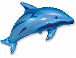 Шар (14&#039;&#039;/36 см) Мини-фигура, Дельфин фигурный, Синий, 1 шт.
