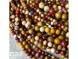 Яшма мукаит, шары 6,6-6,8/11,8-12,2 мм, цена за нить 18 см