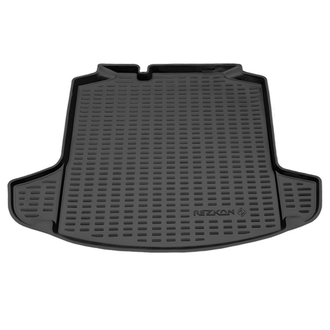 Коврик в багажник пластиковый (черный) для Skoda Rapid (14-20)/(20-Н.В.) с карманами  (Борт 4см)