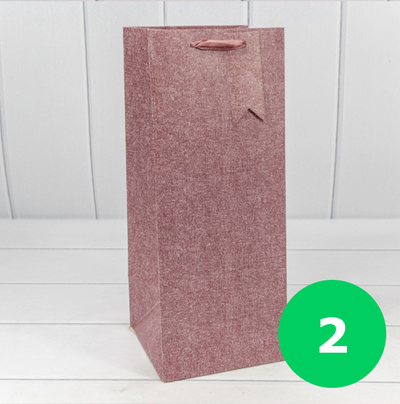 Пакет подарочный с веревочной ручкой д/бут. (микс), 140*140*350мм