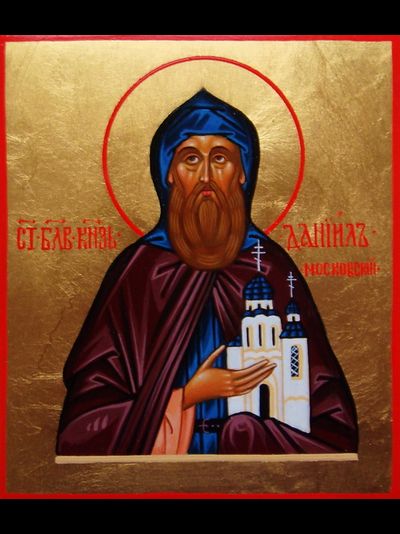Даниил Московский, святой благоверный князь. Рукописная икона.