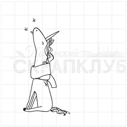 штамп  рисованный единорог