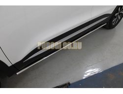 Пороги овальные с накладкой 75х42 мм ТСС для Chery Tiggo 7 PRO MAX 2025-