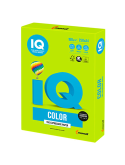 Бумага цветная IQ color, А4, 160 г/м2, 250 л., интенсив, зеленая липа, LG46