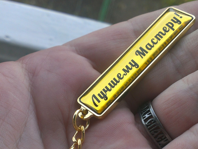 КОМПЛЕКТ 10 ШТ.: БРЕЛОК ГОС. НОМЕР АВТО. С БОРТИКАМИ «УСИЛЕННОЕ КРЕПЛЕНИЕ» — ЗОЛОТО. 51*12,9 мм.