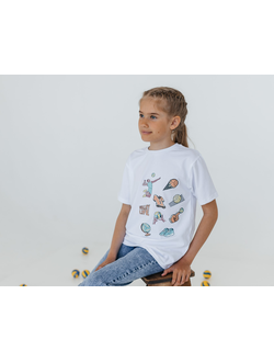 Футболка повседневная белая Volleylife (со стикерами) детский размер