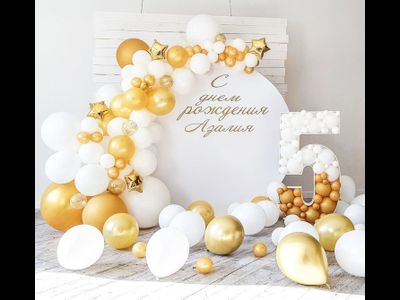 Фотозона из шаров, круглая, с днем рождения (ф)