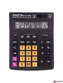 Калькулятор STAFF «PLUS» настольный STF-333-BKRG, 12 разрядов, 200×154 мм, ЧЕРНО-ОРАНЖЕВЫЙ. 250460