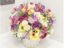 Цветочная композиция из искусственных цветов - Агнесса волшебная № МС038/Купить на сайте АОАБУКЕТ.ру