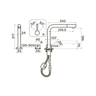 СМЕСИТЕЛЬ OMOIKIRI NARA-S GB (4994371) ГРАФИТ