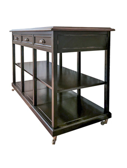 Консоль с тремя ящиками, передвижная на колесиках.