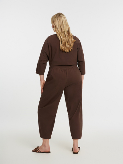 Брюки barrel fit летние в цвете шоколад