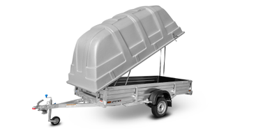 Прицеп «Спутник PRO» (3440x1500x380) пластиковая крышка, оцинкованная рама, с силовым подрамником, LED оптика НОВИНКА!!!
