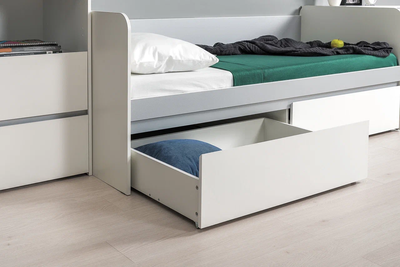 Детская кровать Торонто 11.39 белый шагрень, стальной серый