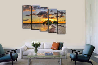 Модульная картина "Закат на озере"