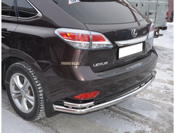 Защита заднего бампера двойная угловая большая d60/42 для Lexus RX270/RX350/RX450h (2009-2015 )