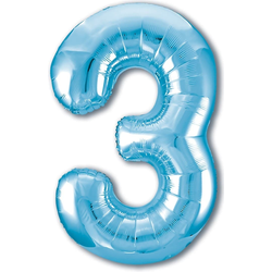 Воздушный шар фольгированный "ЦИФРА 3. Голубой. SLIM" 102