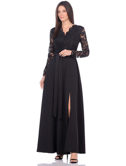 черное платье длинное с кружевным верхом