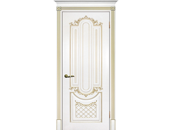 Дверь Смальта 13 эмаль белая с патиной шампань