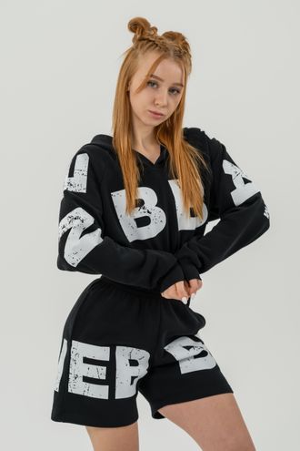 Укороченная толстовка TRAINING CROPPED HOODIE MUSCLE MOMMY 619 Черная