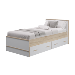 Сакура Кровать с ящиками 0,9м Дуб сонома/белый
