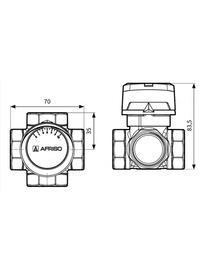 Четырехходовой поворотный смесительный клапан AFRISO ARV ProClick 1&quot;