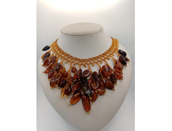 Колье из Чешского бисера и янтаря