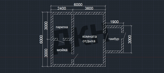 Баня 6 на 6 с тамбуром 3 на 2