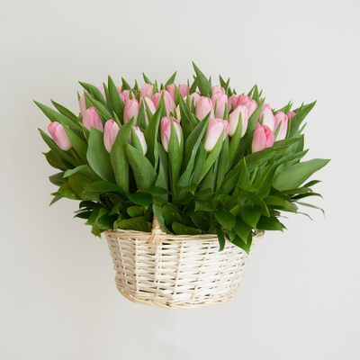 51 тюльпан в корзине