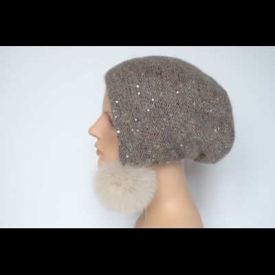 Шапка ушанка с помпонами ореховая Vizio Италия 8022 РР 99