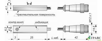 Бесконтактный герконовый выключатель GT01-NO-PNP-P (Lкаб=0,3м)