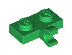 Plate, Modified 1 x 2 with Clip on Side Horizontal Grip, Green (11476 / 6185996 / 6313123)