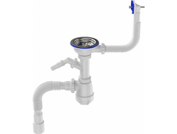 Сифон для кухни 3 1/2"х40 с мет.решет.,отвод д/стир.маш,прям.перелив,г.т.40х40/50,B0147-10-MR [57024