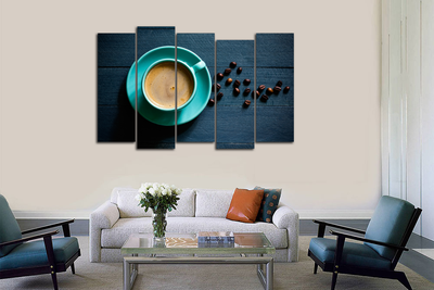 Модульная картина "Бирюзовая чашечка кофе"