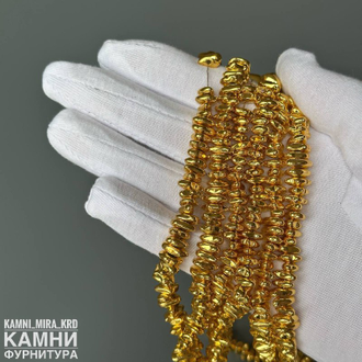 "Гематит" геметин камешки фри-форм 6-8 мм, цвет в ассортименте, цена за нить 19 см