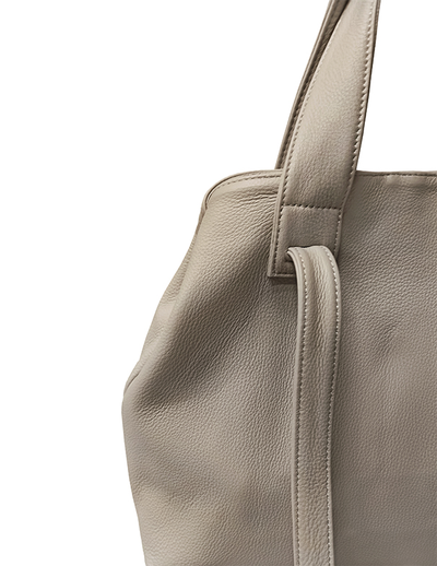 (АРТИКУЛ: 9550/8) СУМКА ЖЕНСКАЯ БОЛЬШАЯ, НАТУРАЛЬНАЯ КОЖА, ГРЯЗНО-БЕЖЕВАЯ, ЧЕТЫРЕ РУЧКИ