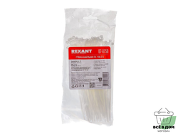 Хомут нейлоновый белый 2,5x150 (уп.100шт) 07-0150 REXANT