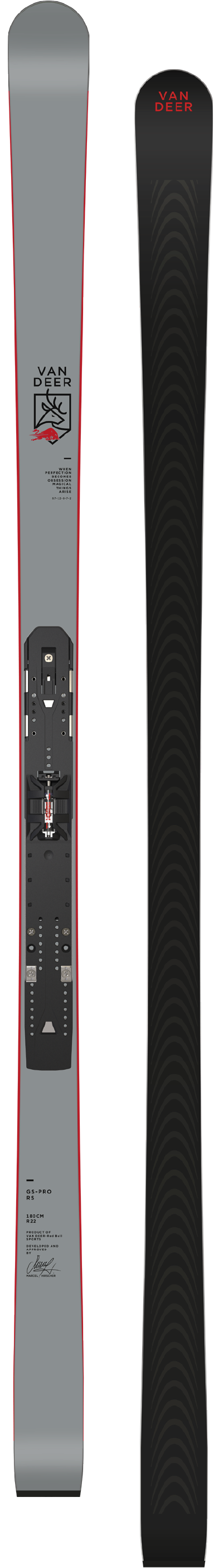 Для слалома-гиганта Van Deer GS-PRO RS 183cm R25 grey [INF10] + Marker; COMP 20 DIN 11-20 (black/grey)