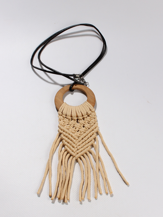 Подвеска Бохо макраме "Кольцо бахрома" св.бежевое