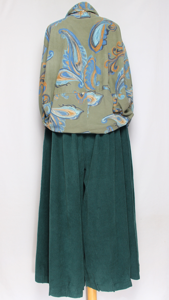 Рубашка вельветовая "Цветная с трикотажем " оливковая