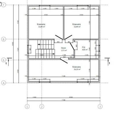Одноэтажный каркасный дом с мансардой с тремя спальнями 105м² (SK13)
