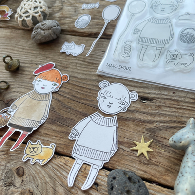 Набор штампов для скрапбукинга "Девочка-осень"