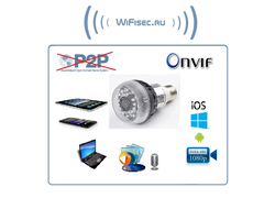 WiFi видеоняня/телекамера (в виде лампы накаливания, цоколь Е27)  с DVR , Full HD 5Mp (Pro iCam)