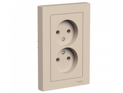 Розетка 2+2Р шторки, песочный, серия AtlasDesign