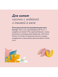 Florida (Флорида) влажный корм (пауч) для котят, кусочки с индейкой и тыквой в желе 85 г