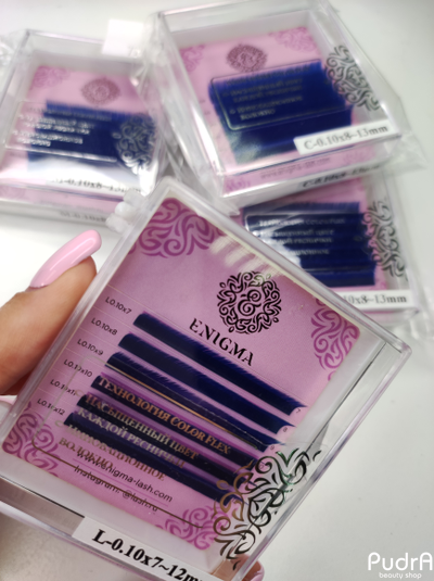 Цветные ресницы Enigma МИКС "Синий" 6 линий